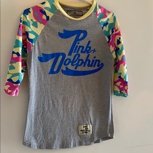 Pink Dolphin Baseball Tee